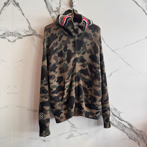 Bape Knit Shark Full-Zip Hoodie ‘Green’ Size L