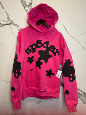 Sp5der Beluga Hoodie Dark Pink Black Brand New