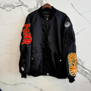 Bape Embroidered Bomber Jacket Black Shark XL