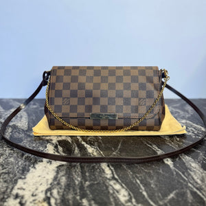 Louis Vuitton Favorite MM Crossbody Clutch Purse Damier Ebene